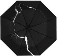 💖 Wunderschöner SCHWARZE KATZE REGENSCHIRM Taschen Schirm Regen und UV-Schutz