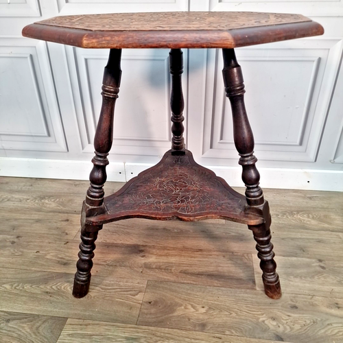 Antique Carved Oak Nonagonal Table – Arts & Crafts Side Lamp Table Liberty & Co - Picture 2 of 24