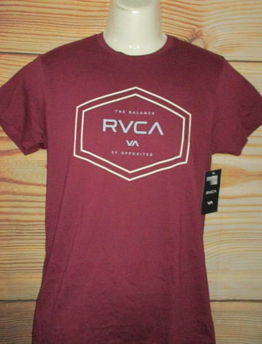 MENS RVCA BURGUNDY MAROON T-SHIRT SIZE 