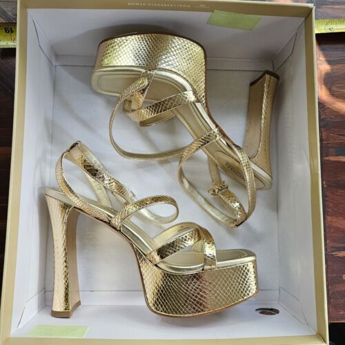 Michael Michael Kors Womens Paola Platform Sandals Pale Gold Leather SZ US 7.5M