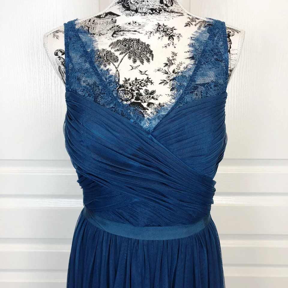 Anthropologie BHLDN до сих пор Fleur полная длина подружки невесты платье размер 10 бирюзовый $250 - Изображение 4 из 4