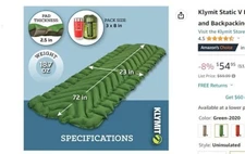 Klymit Static V Inflatable Lightweight Sleeping Pad for Camping NEW IN BAG