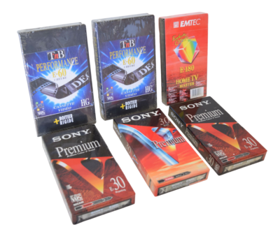 LOT 2 CASSETTES K7 VIDEO VHS Vision 2 HRS E- 120 VIERGE EMTEC BASF
