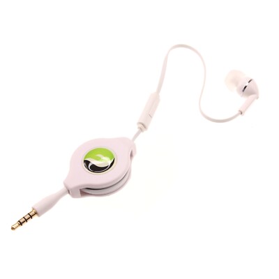 Headphone Retractable Mono Earphone 3.5mm w Mic Headset Handsfree for Tablets