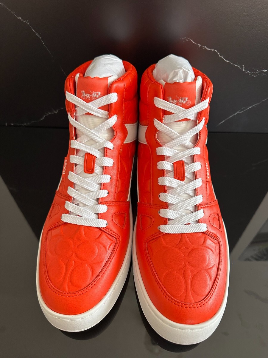BN Coach 1081 Red Orange Clip Court High Top Sneaker Embssd 11 D