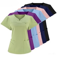 Slim Fitting Elasticity Nurse Scrubs Top Doctor Spa Uniform Surgical Scrub Shirt