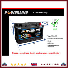 AGM Battery fits PORSCHE 718 BOXTER BOXSTER 718 911 Stop Start 110 AGM