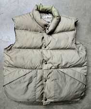 Vintage 90  s LL Bean Outdoor Puffer Full Zip Up Tan Vest - Medium Discoloration