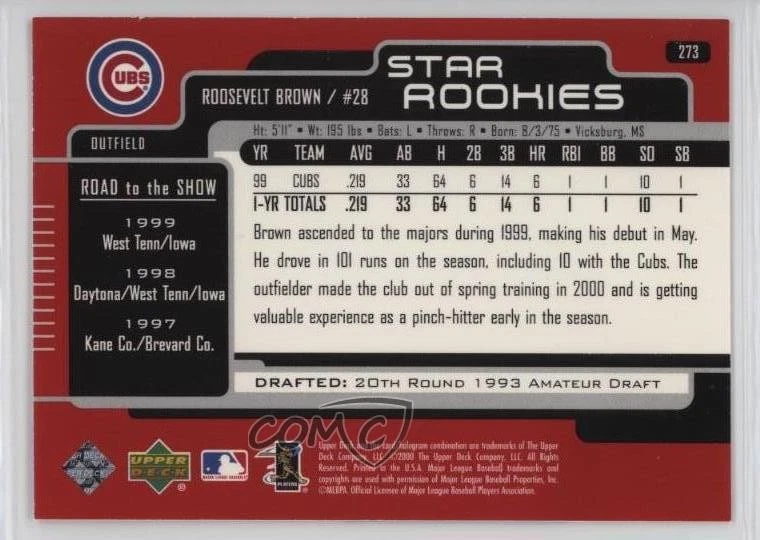 2000 Upper Deck Star Rookie UD Exclusives Silver /100 Roosevelt Brown #273 - Image 2 of 2