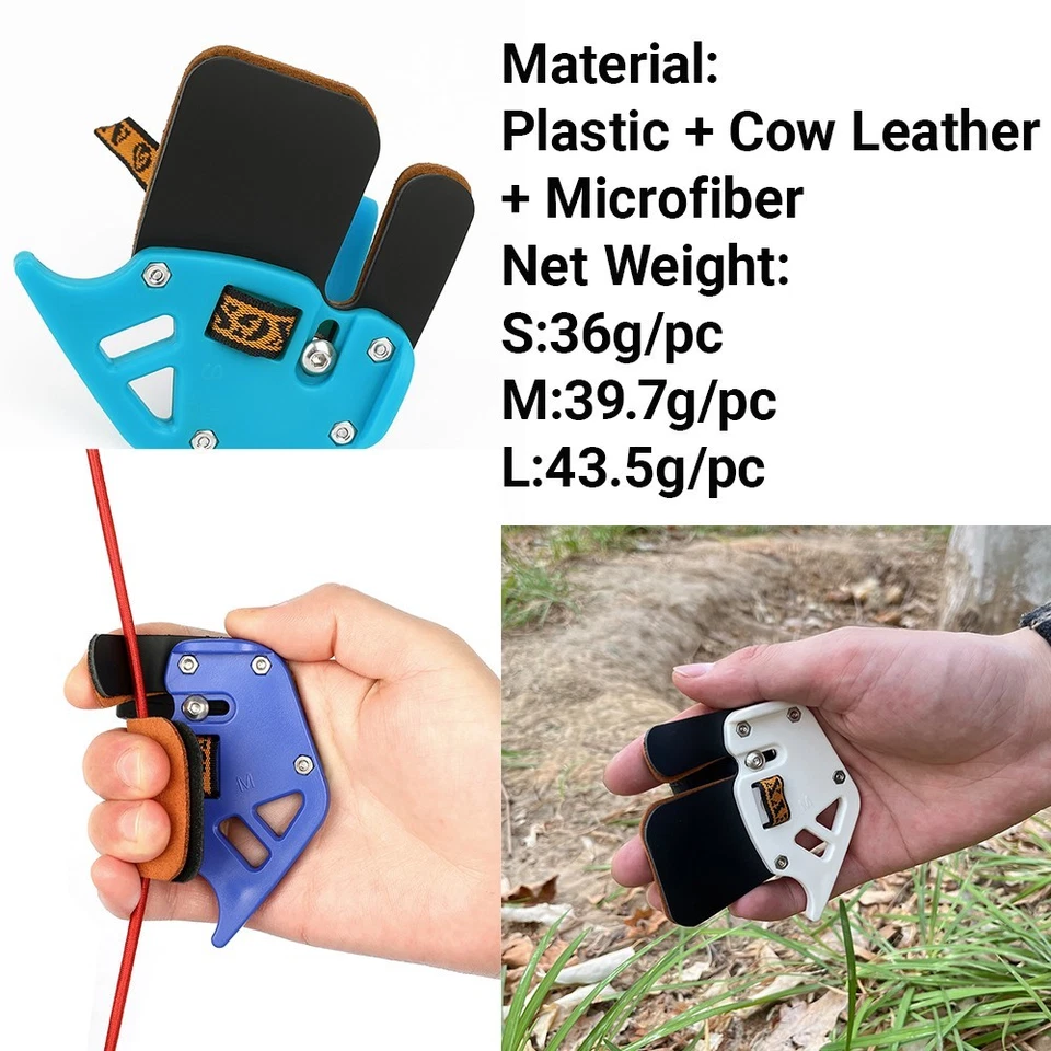 Recurve Bow Finger Guard Tab Protect Gear Cow Leather Archery Shooting Hunting - Image 4 of 4