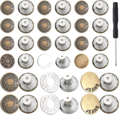 #ad #ad ‌ 15Pcs Jean Buttons Replacement Kit for Loose Jeans Heavy Duty Metal Snap Butt $7.29