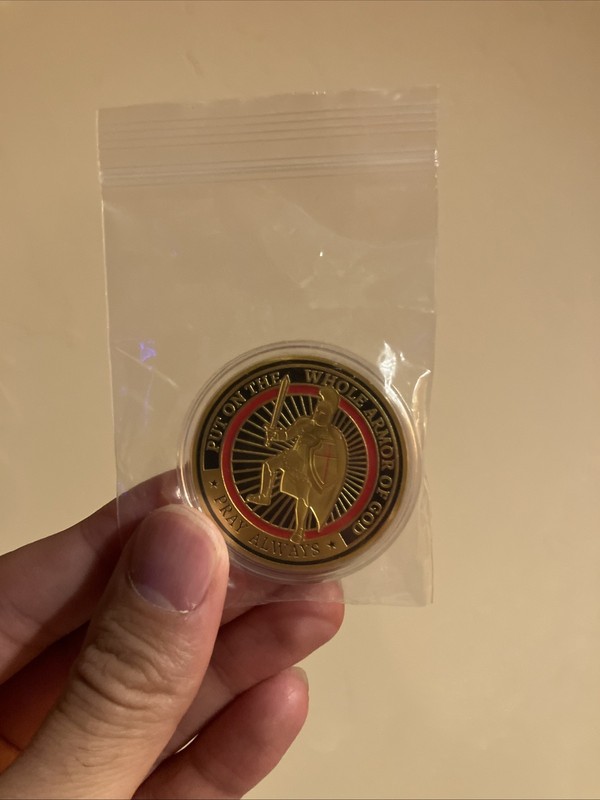 Put on the Whole Armor of God Crest Ephesians 6:13-17 Religious Challenge Coin
