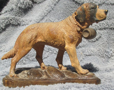 Brienz carved wood St. Bernard DOG - glass eyes - on base, 3.75