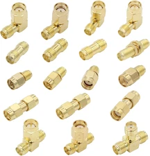 SMA Adapter Kit, 18Pcs, Gold Plated, Compatible with FPV Antennas, Ham Radio, Wi