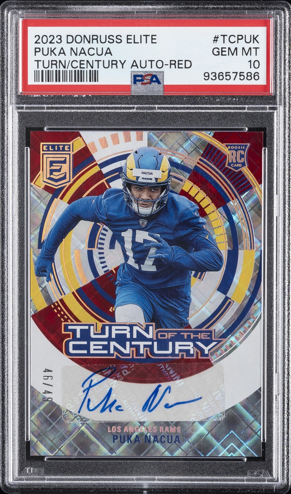 2023 PANINI DONRUSS ELITE TURN OF THE CENTURY AUTO RED PUKA NACUA 46/49 PSA 10