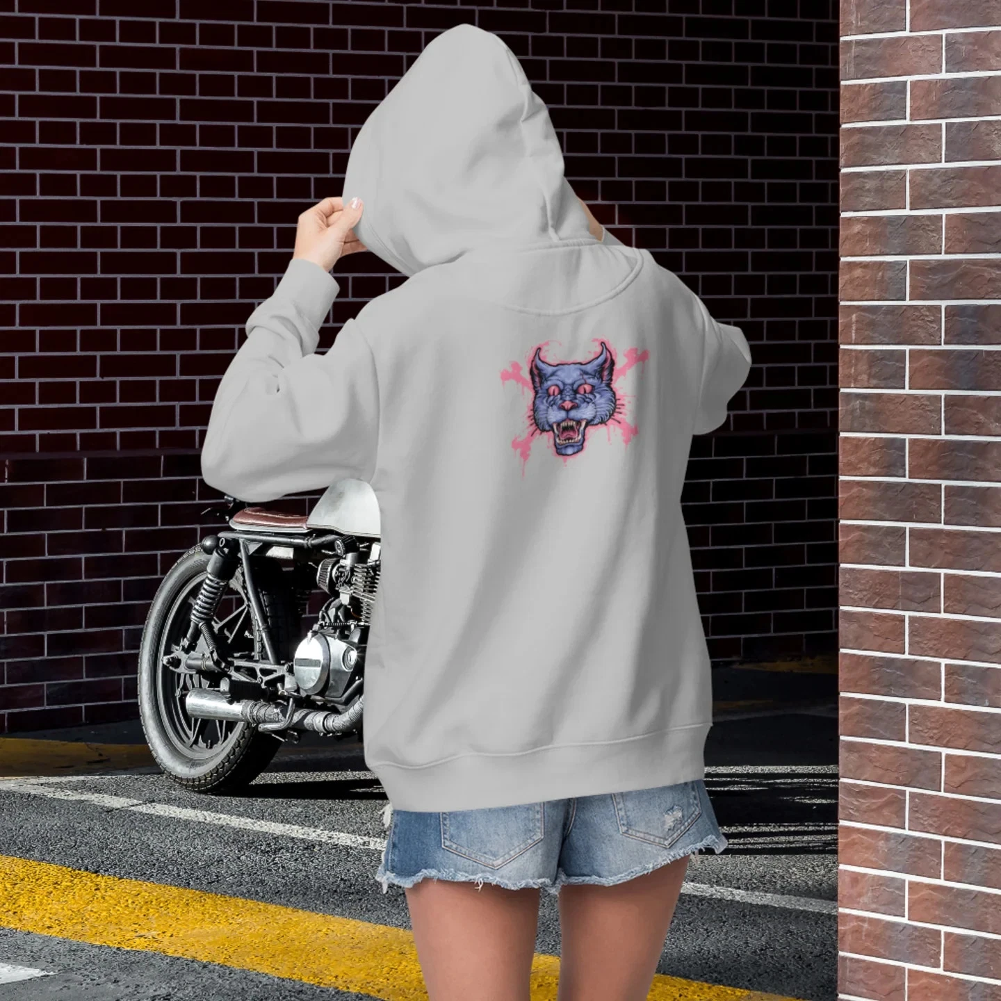 Women’s Full Zip Classic Fit Streetwear Hoodie – Stylish Back Printed Zip-Up