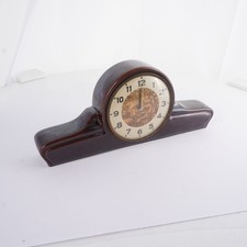 Foreign Vintage Kaminuhr West Germany Keramik Buffetuhr braun glasiert