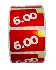 $6.00 Product Price Labels 1.5x1-inch (Rd/YL) Paid Sale Stickers  1 RL of 1000