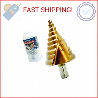 CORTOOL 2-Inch HSS Spiral Groove Step Drill Bit, 10 Sizes Cobalt Added High Spee