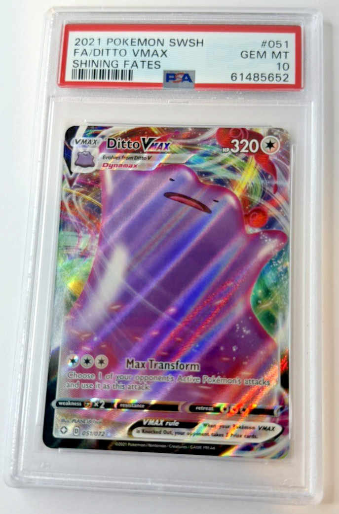 Pokemon Sword & Shield Shining Fates Ditto VMax Full Art #051 PSA 10 - POP 870