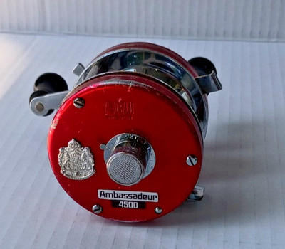 ABU Ambassadeur 4500 High Speed Vintage Red Casting Fishing Reel s/n 771100
