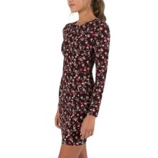 Black Halo Sheath Dress Black with Pink White Floral Print Sz 6 Event Party Glam