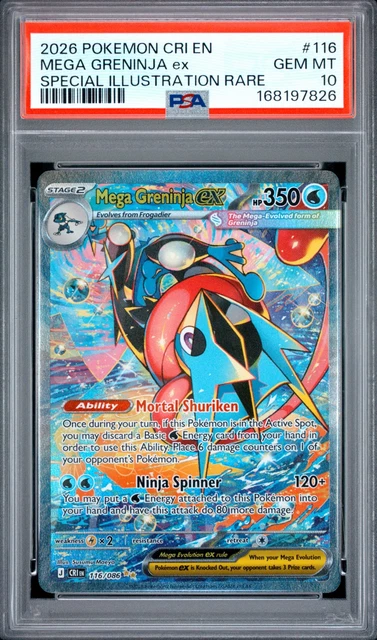 2026 POKEMON CRI EN-CHAOS RISING #116 MEGA GRENINJA EX PSA 10