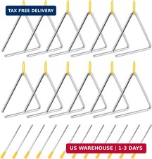12 Pack 6 Inch Triangle Instrument, Musical Steel Triangles with Striker