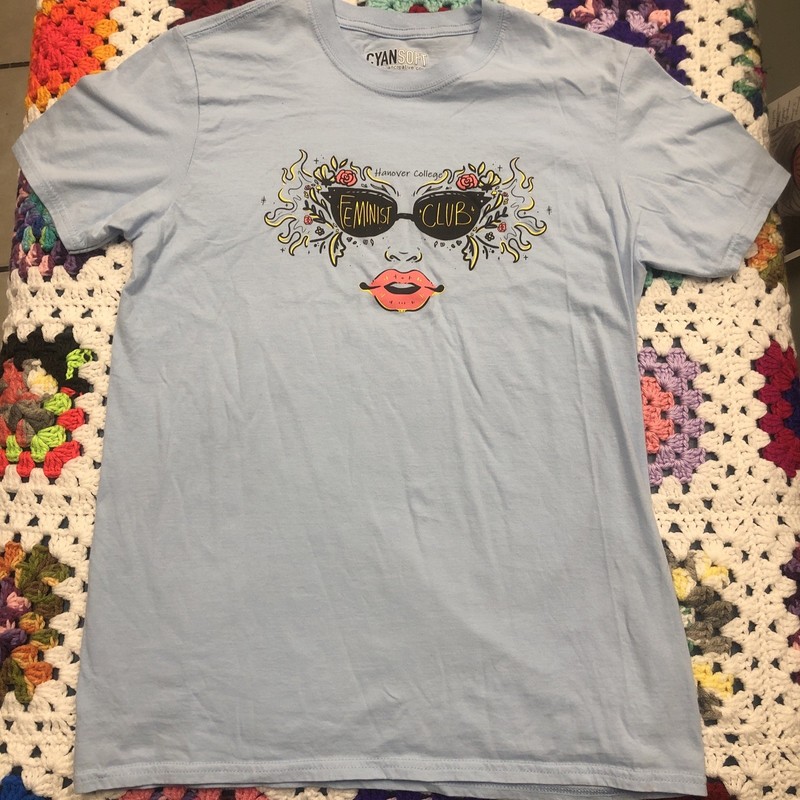 Hanover College Feminist Club T-shirt Baby Blue Indiana Medium Shirt 100% Cotton