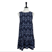 Loft Women's NEW Sleeveless Jersey Blue White Floral Shift Swing Dress Size XS