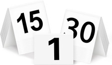 30 Packs Restaurant Table Numbers, Double Side Acrylic Table Tent Numbers for...