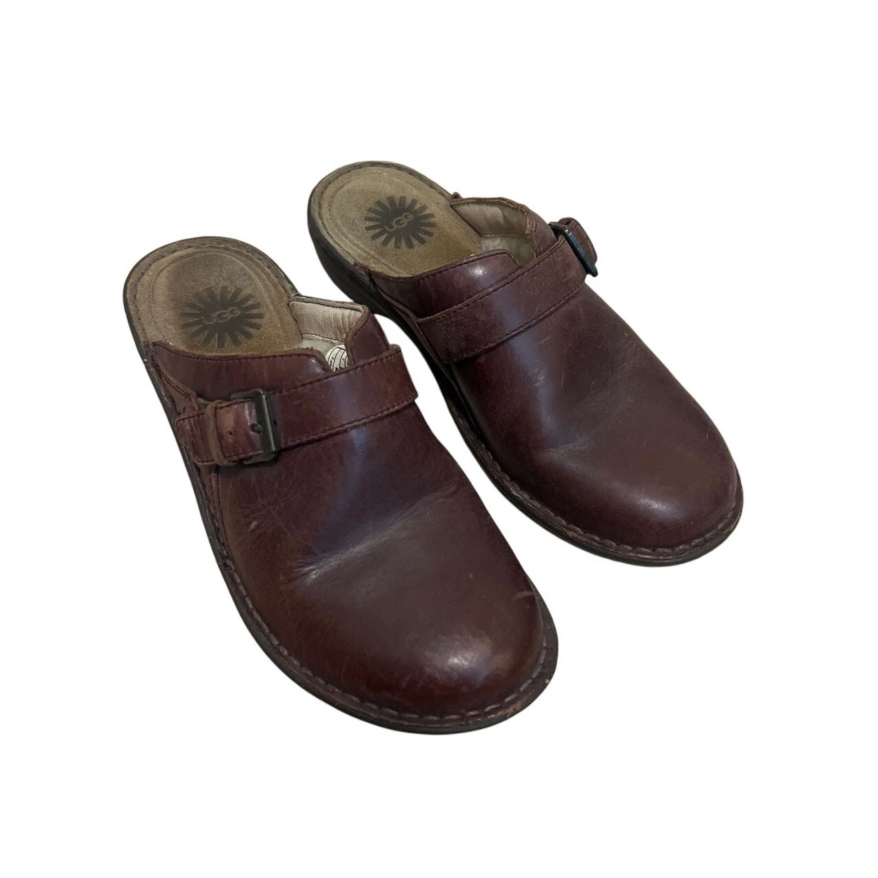 UGG Australia Livia zoccoli in pelle marrone scarpe mules donna taglia 7 SN1003333