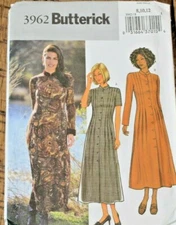 Butterick 3962 Misses A-Line Dress Above Ankle Length Sewing Pattern 8-10-12 OOP