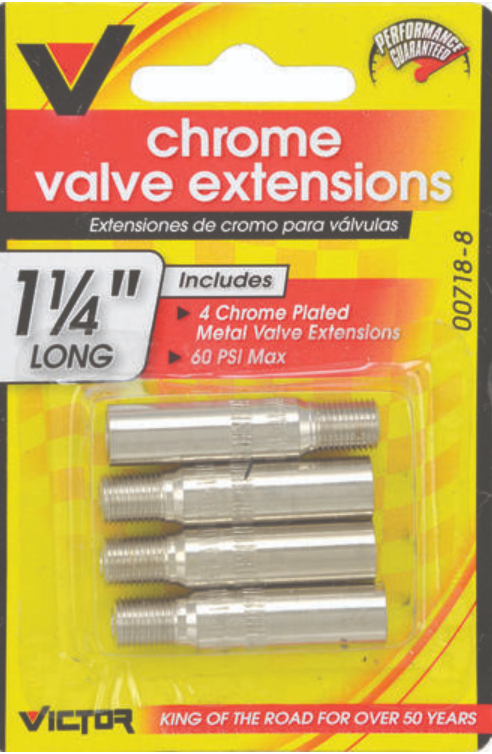 VICTOR 08840-M /00718-8 Chrome Tire Valve Stem Extensions 1-1/4
