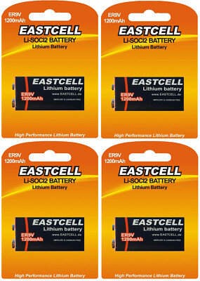 4 x ER9V Block(1200mAh)Lithium Langzeitbatterie Rauchmelder(4 Batterien)EASTCELL