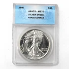 1987 Silver Eagle $1 – ANACS MS70 – 1 oz American Eagle – Blue Label