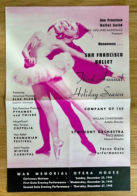 1945 San Francisco Ballet flyer Holiday Season / Galas 9''x6'' VGC original