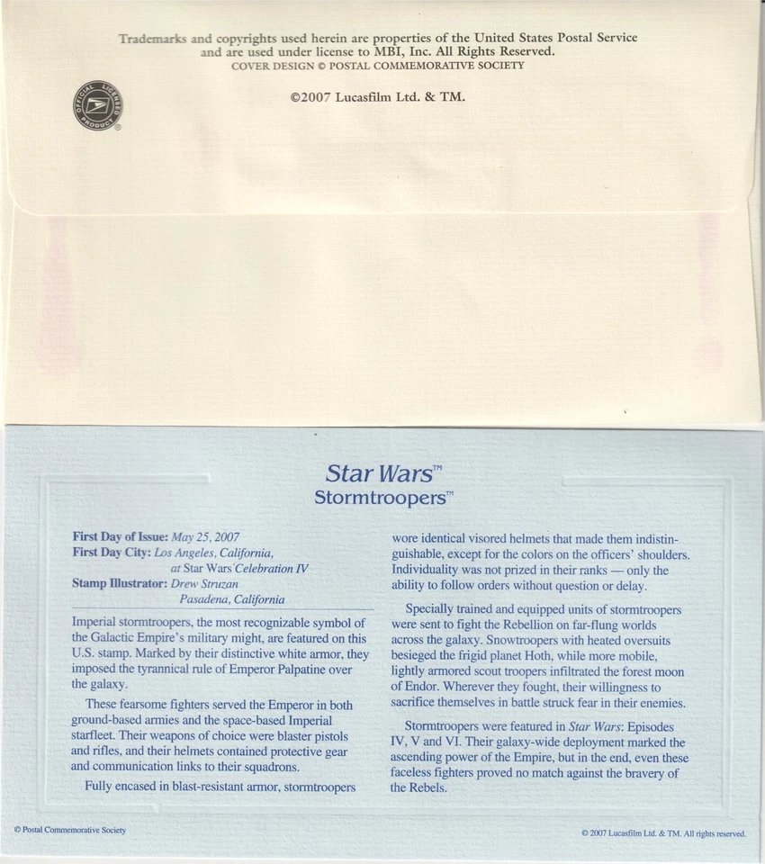 2007 Star Wars 22KT Gold Plated Stamp FDC First Day Cover - Stormtroopers Disney - Image 4 of 4