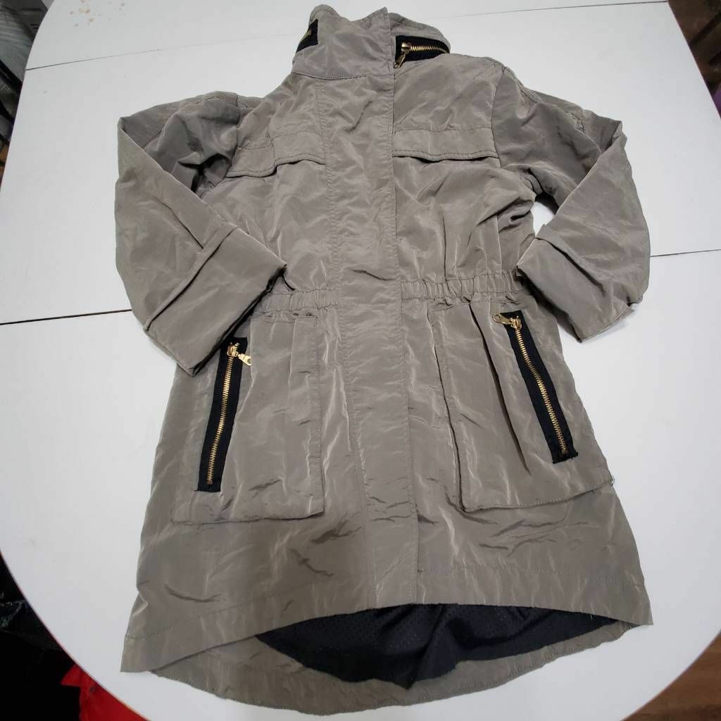 Seven7 Womens Jacket Coat Gray Full Zip Up Pockets Mock Neck Snap