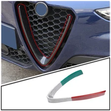 Tricolor Carbon V- Frame Shape Grille Mesh Cover For Alfa Romeo Stelvio 2017-20