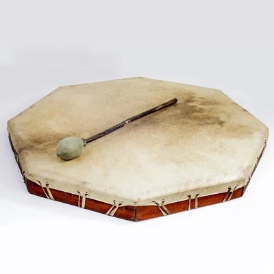 TERRÉ Schamanentrommel 8-eckig 60 cm Rahmentrommel Ziegenhaut Shaman Drum inkl. Stick