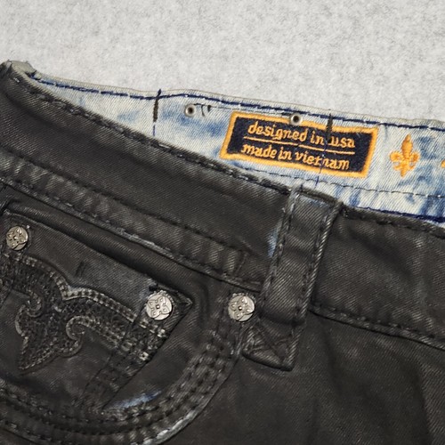 Rock Revival Granger Biker Size 44 Straight Black Studded Jeans 33" Inseam NWT - Picture 5 of 20