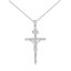 thumbnail 1 - 14k Solid White Gold INRI Cross Pendant Necklace ( 1.60")