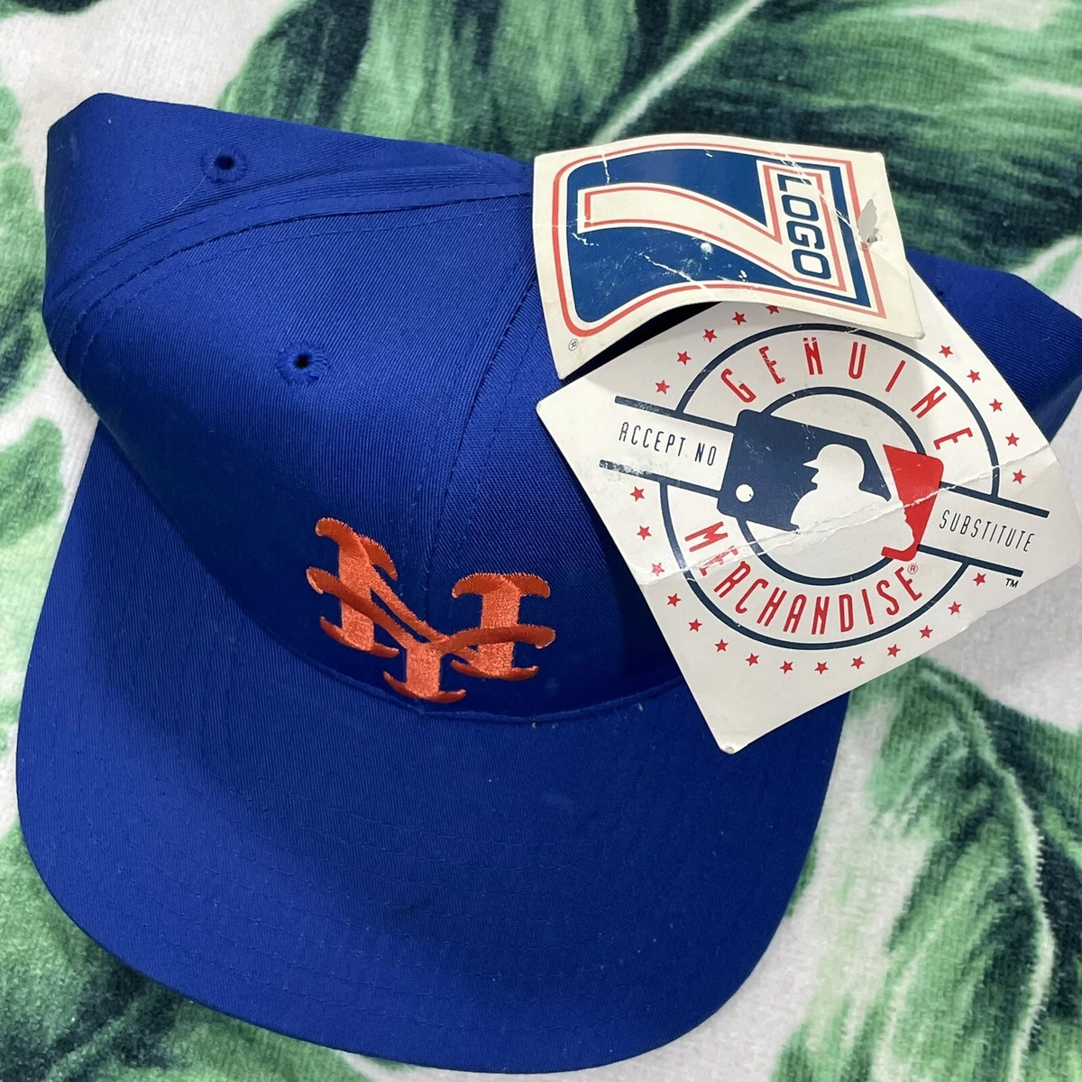 Vintage 90s New York Mets Snapback Hat MLB Logo 7 Baseball Embroidered Blue NWT