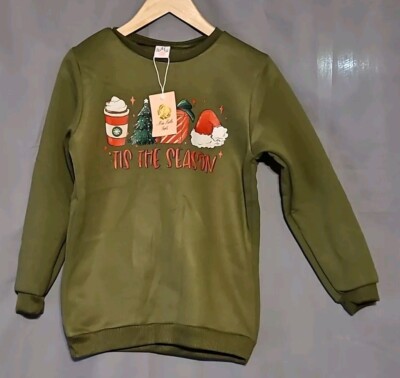 Mia Belle Girls - Girl's ''Tis The Season'' Sweatshirt - Green - Size 10-12Y