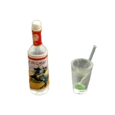 Dolls House Vodka Bottle and Cocktail Glass Miniature Pub Bar Accessory 1:12