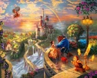 Disney Dreams Falling in Love Beauty and the Beast Cotton Quilting Fabric Panel