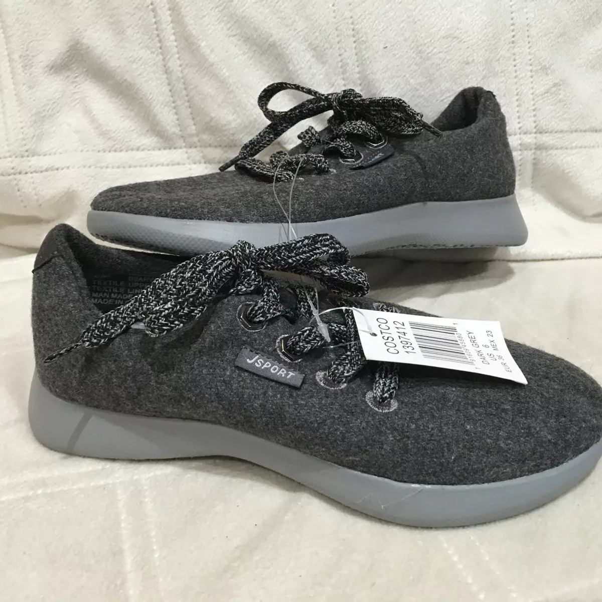 Jsport Arrow Dark Gray Lace Up Memory Foam Running Sneaker Shoes Women s 6M