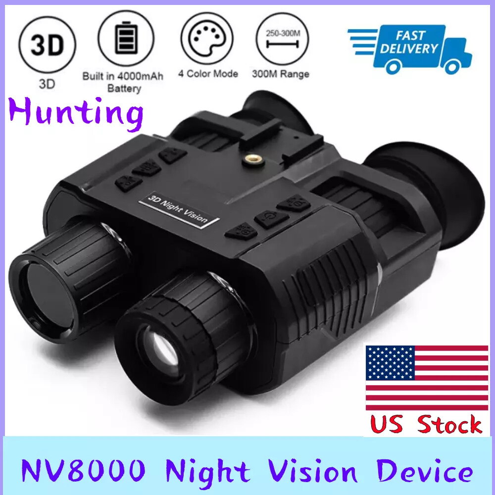 3D 1080P Night Vision Binoculars Goggles Head Mount Infrared Night Vision NV8000