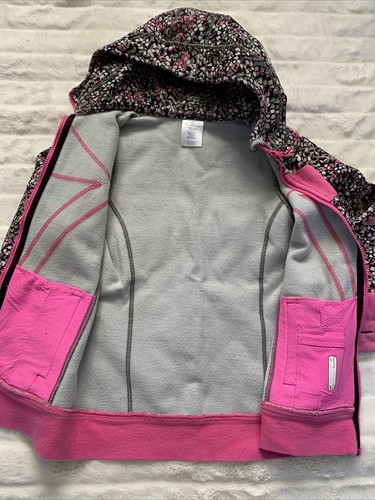 ivivva Scuba Hoodie Sweatshirt Girls 12 Full Zip Pink Gray Heavy Cotton NICE! - Picture 4 of 11
